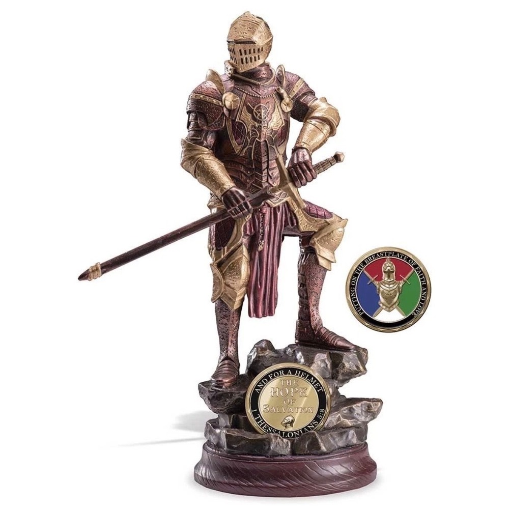 Knight Sculpture "Hope Of Salvation" With‎ Challenge Coins by Braddord Exchange
